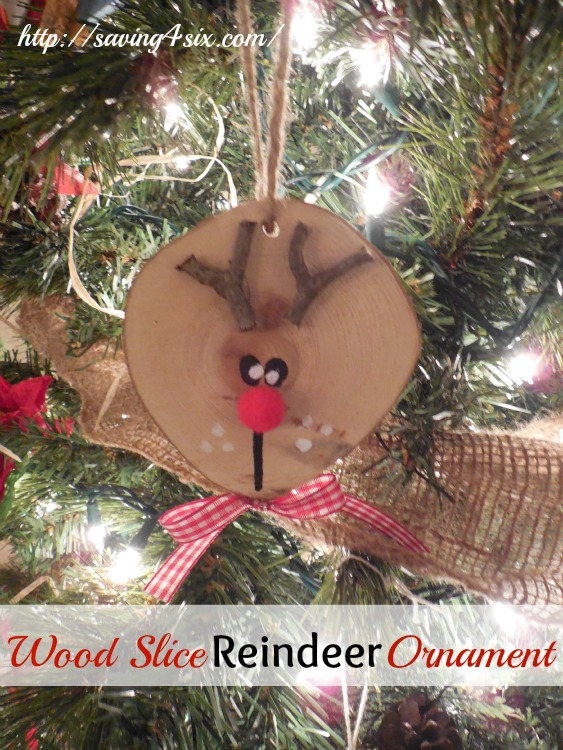 Wood Slice Reindeer Ornament